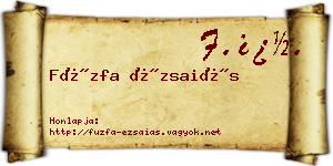 Füzfa Ézsaiás névjegykártya